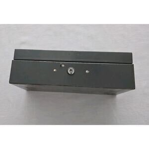 Mid Century metal Money box vintage Grey Steel master 10x5x3